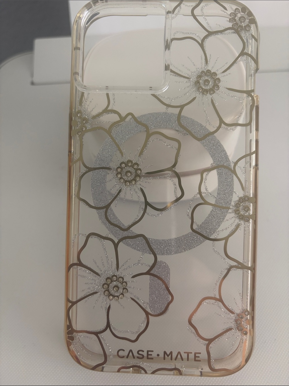 case-mate Clear Floral Glitter iPhone 15 Case